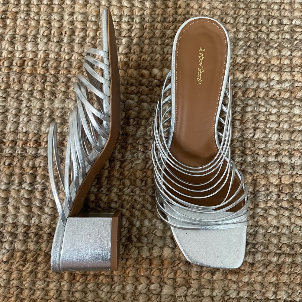 & other stories Silver Heeled Sandals 7 7.5